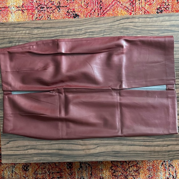 CATHERINE MALANDRINO | red vegan leather pencil skirt size 2 - Picture 2 of 3